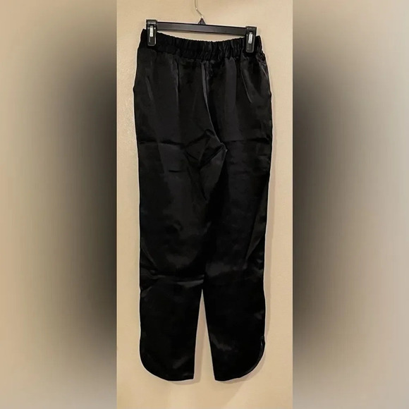 MNG MANGO Bright Elastic Waist Satin Pants in Black - Picture 9 of 13